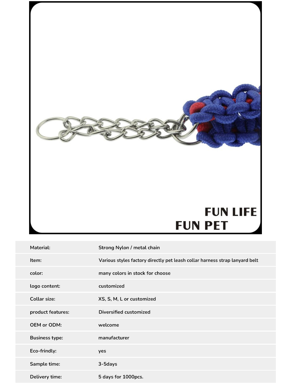 Custom Woven Nylon & Metal Chain Dog Collar and Leash Set (4).jpg